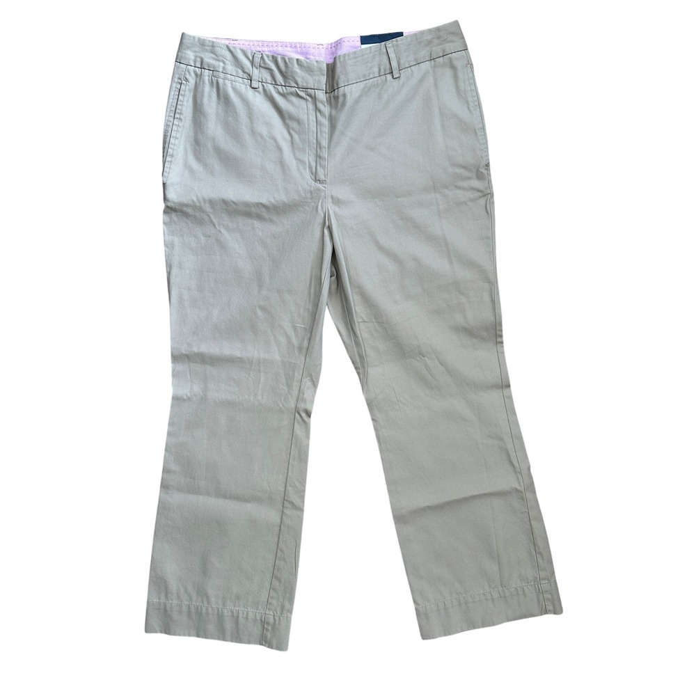 Lands' End Weekend Chino Pants Womens 12P Khaki Straight Leg Cotton Twill NEW